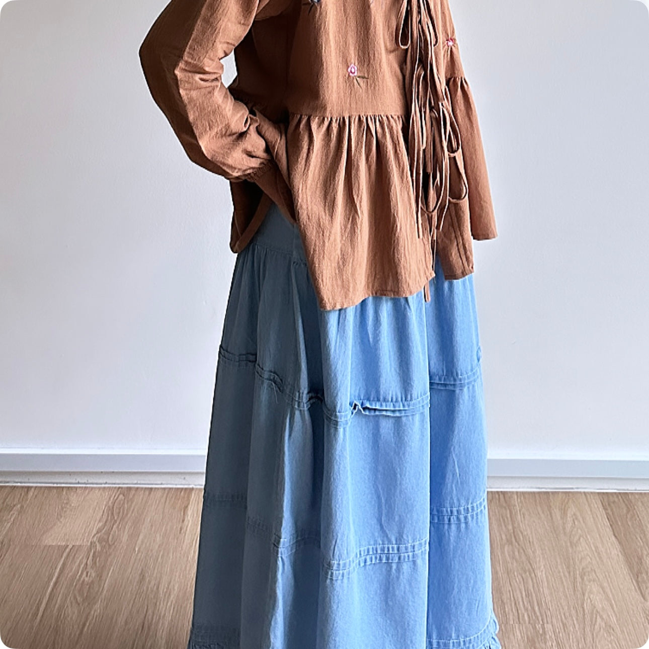 Quinn ruffle denim skirt