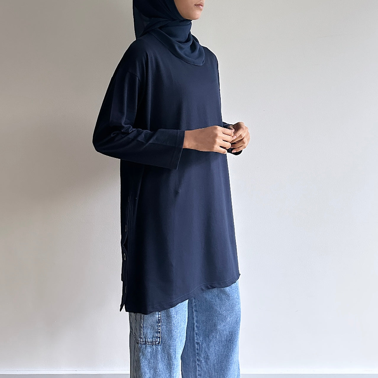 Ella long side button blouse