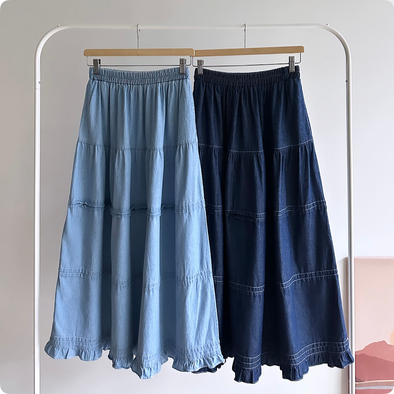 Quinn ruffle denim skirt