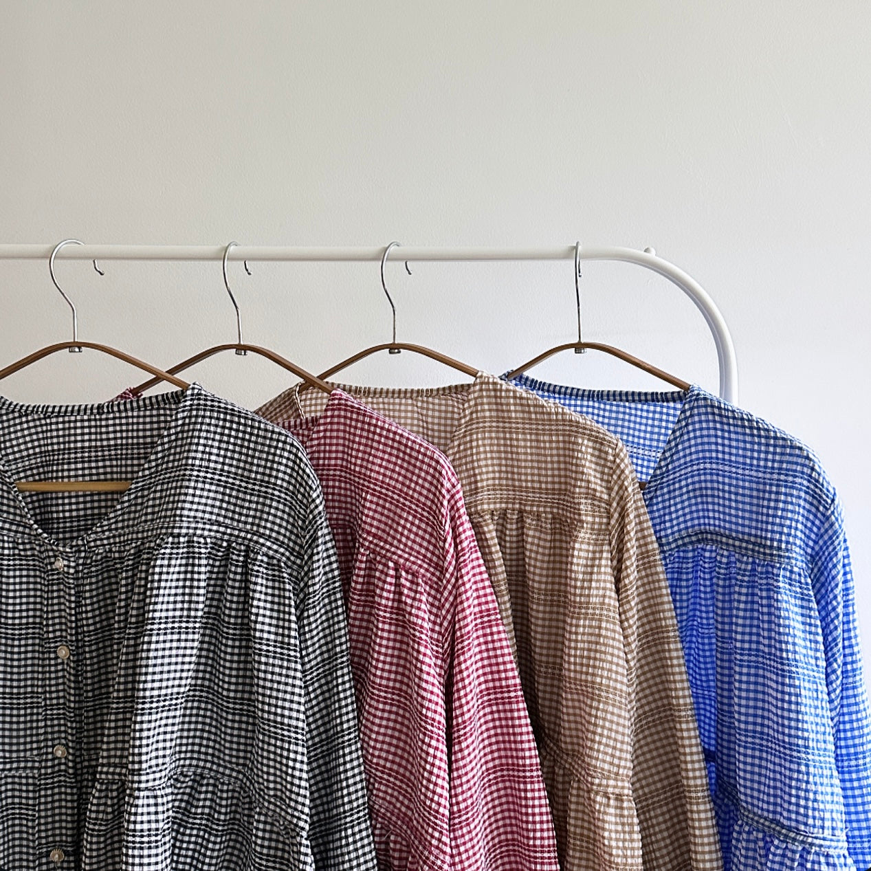 Bella gingham tiered blouse