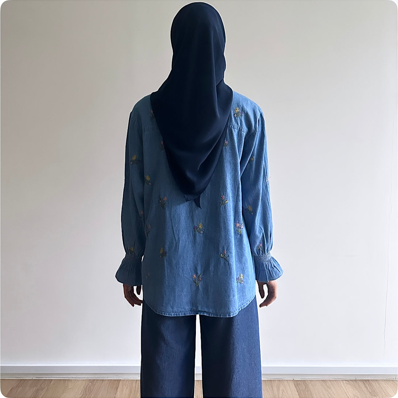 Fay floral embroidered denim shirt