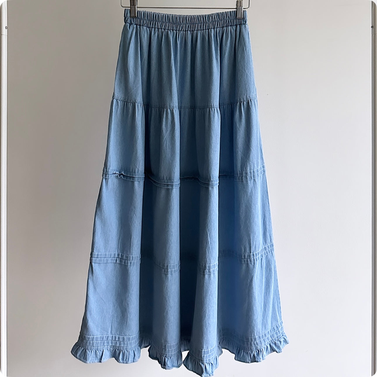 Quinn ruffle denim skirt