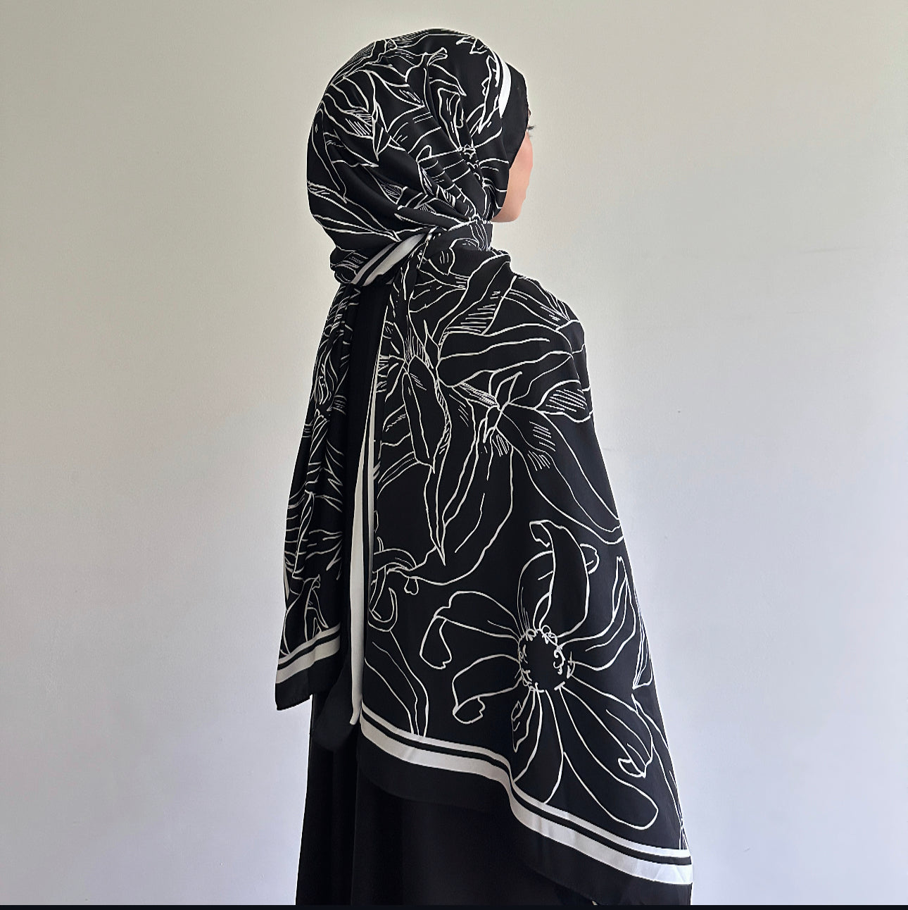Floral printed long shawl