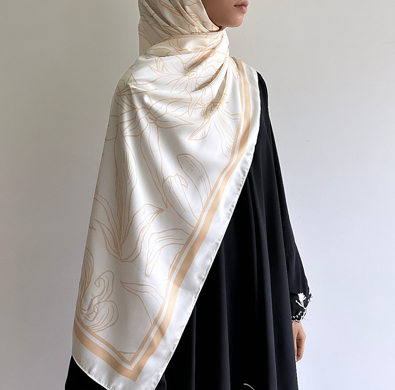 Floral printed long shawl