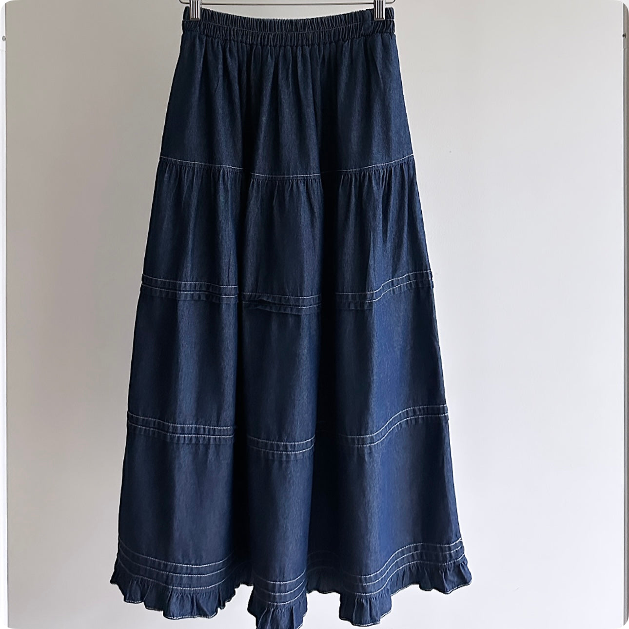 Quinn ruffle denim skirt