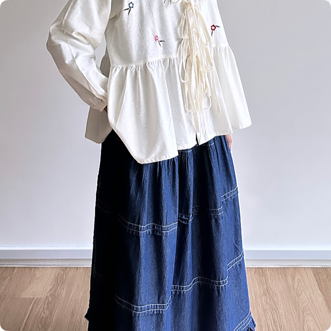 Quinn ruffle denim skirt