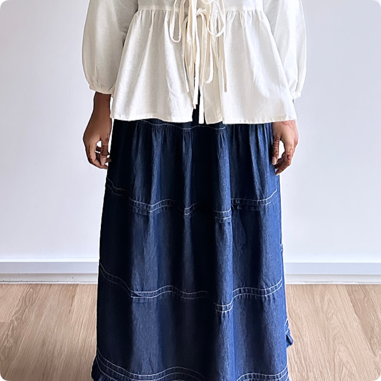 Quinn ruffle denim skirt