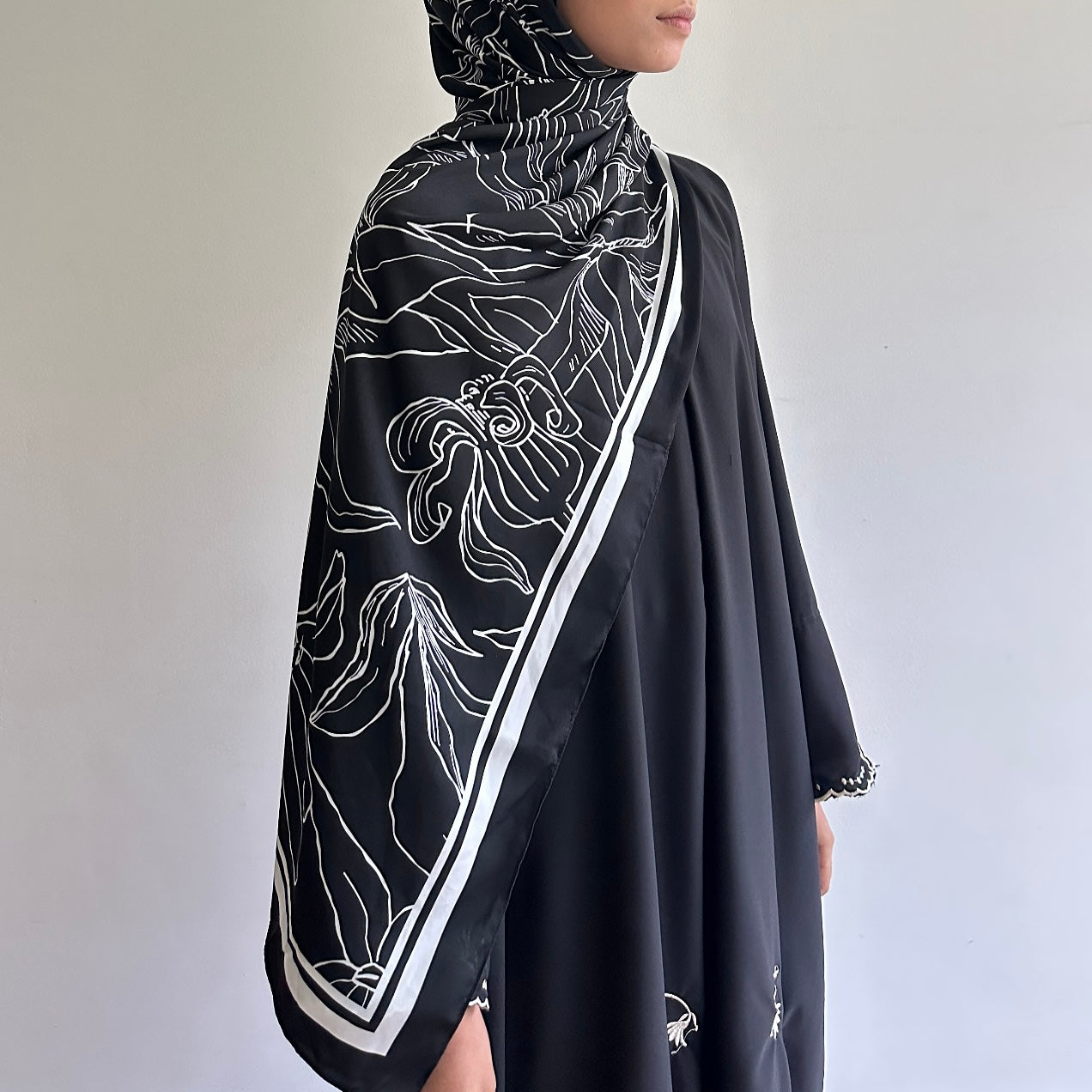 Floral printed long shawl