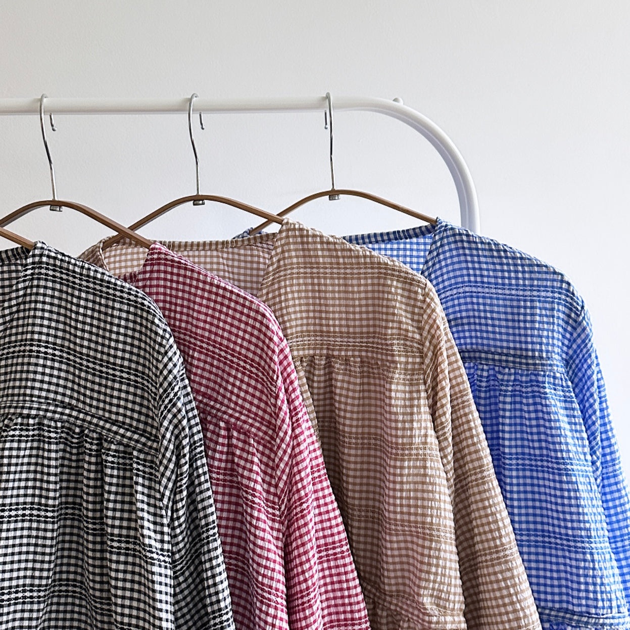 Bella gingham tiered blouse