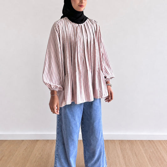 Yara Striped Pleated Blouse