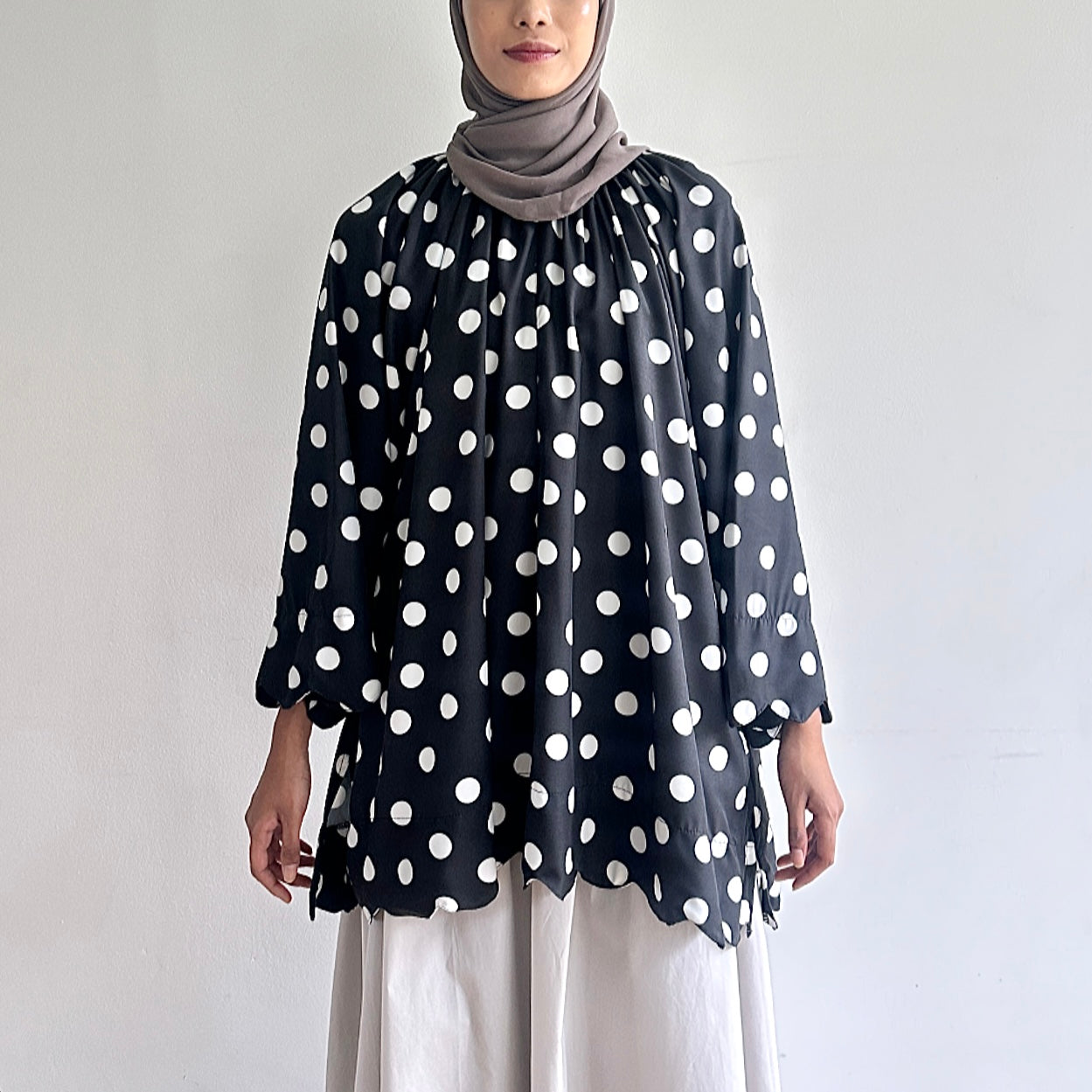 Liora scallop polka dot blouse