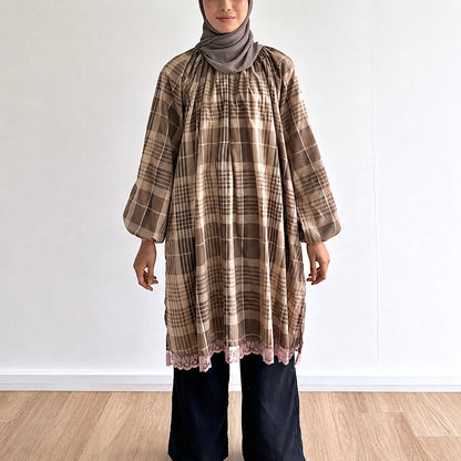 Mara Plaid Lace Hem Tunic