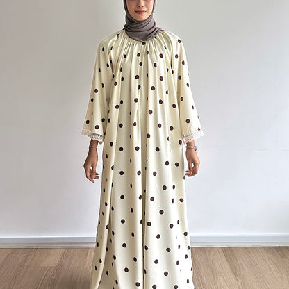 Haya Lace Trim Polka Dot Dress