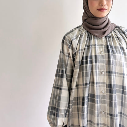 Mara Plaid Lace Hem Blouse