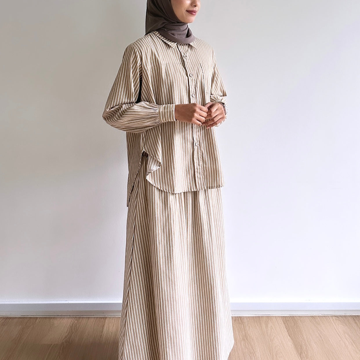 Quinn striped linen skirt set