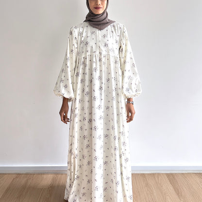 Maia balloon sleeve satin dress