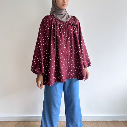 Celeste polka dot blouse