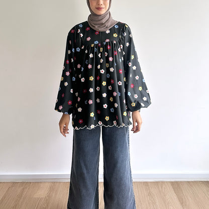 Anna floral puffy sleeve blouse