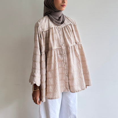 Bella gingham tiered blouse