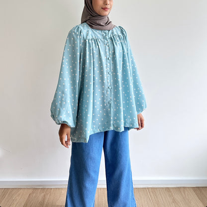 Celeste polka dot blouse