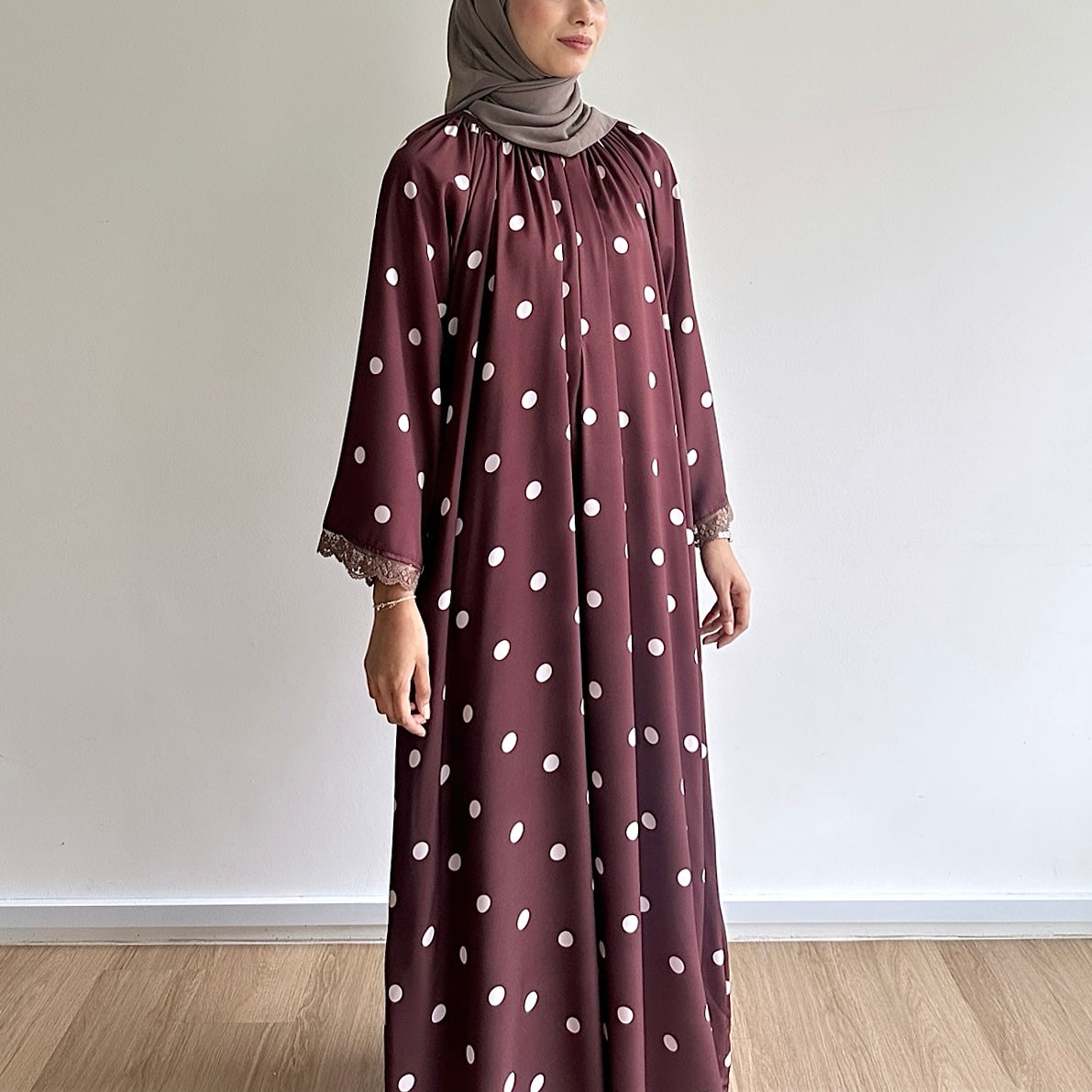 Haya Lace Trim Polka Dot Dress