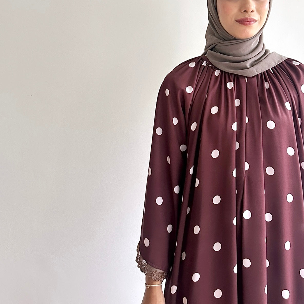 Haya Lace Trim Polka Dot Dress