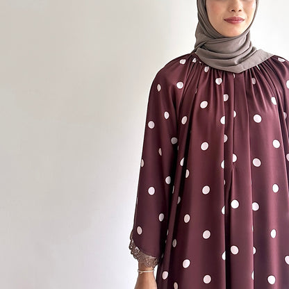 Haya Lace Trim Polka Dot Dress