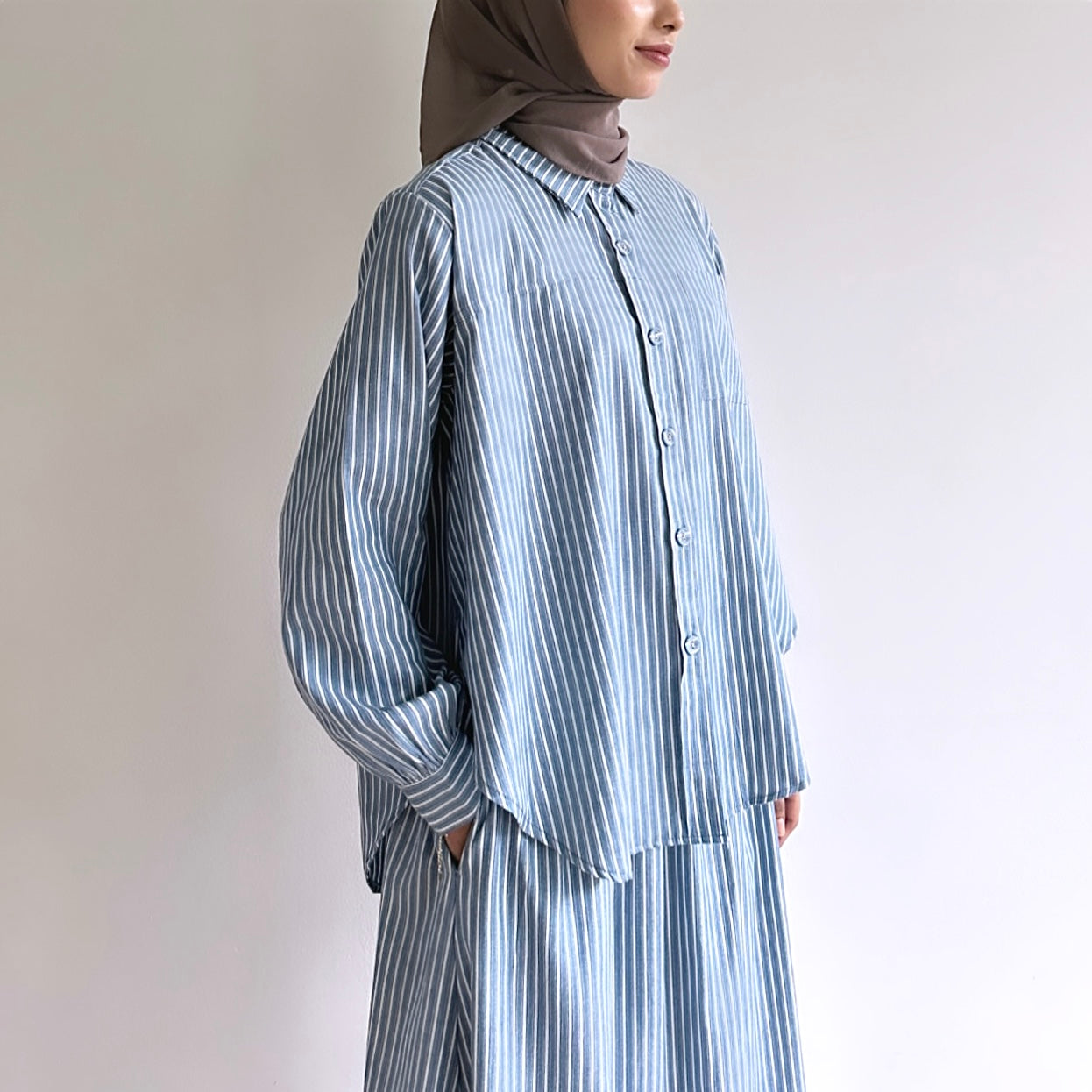Quinn striped linen skirt set