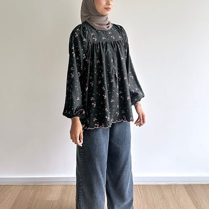 Anna floral puffy sleeve blouse