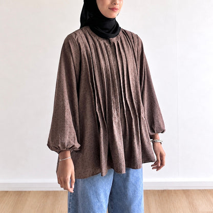 Yara Polka Dot Pleated Blouse