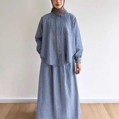 Quinn striped linen skirt set