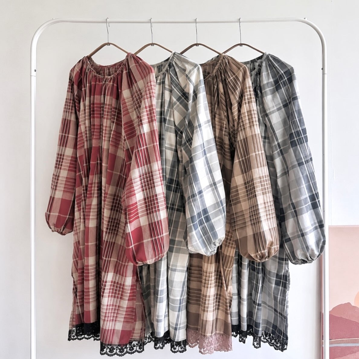 Mara Plaid Lace Hem Tunic