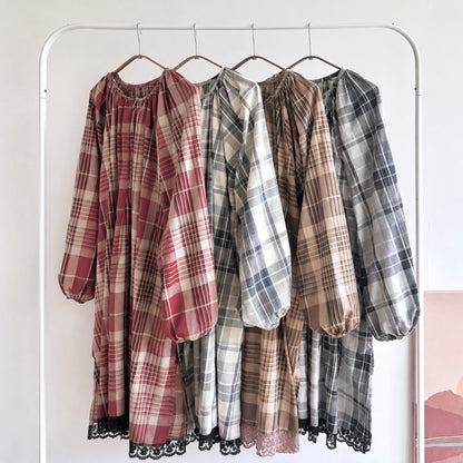 Mara Plaid Lace Hem Tunic