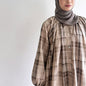Mara Plaid Lace Hem Blouse