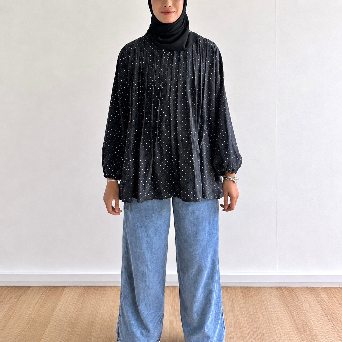 Yara Polka Dot Pleated Blouse