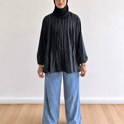 Yara Polka Dot Pleated Blouse