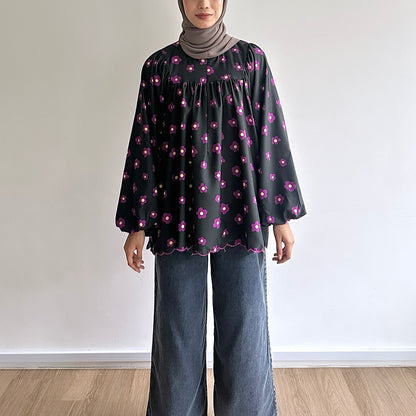 Anna floral puffy sleeve blouse