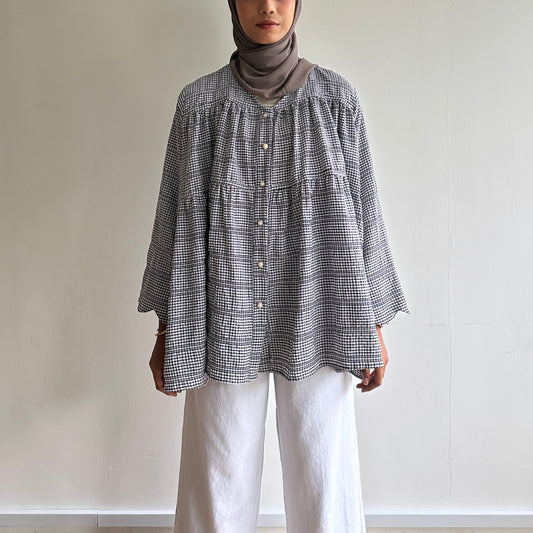 Bella gingham tiered blouse