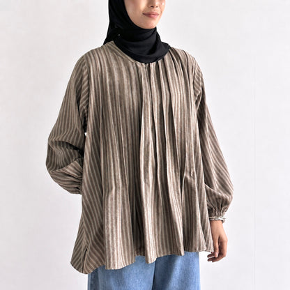 Yara Striped Pleated Blouse
