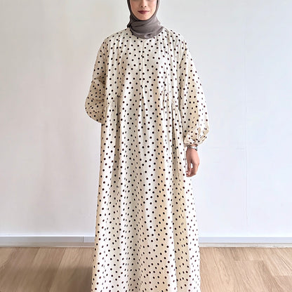 Audrey Gathered Polka Dot Dress