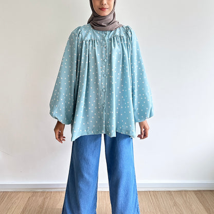 Celeste polka dot blouse