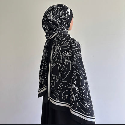 Floral printed long shawl