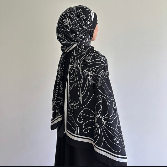 Floral printed long shawl