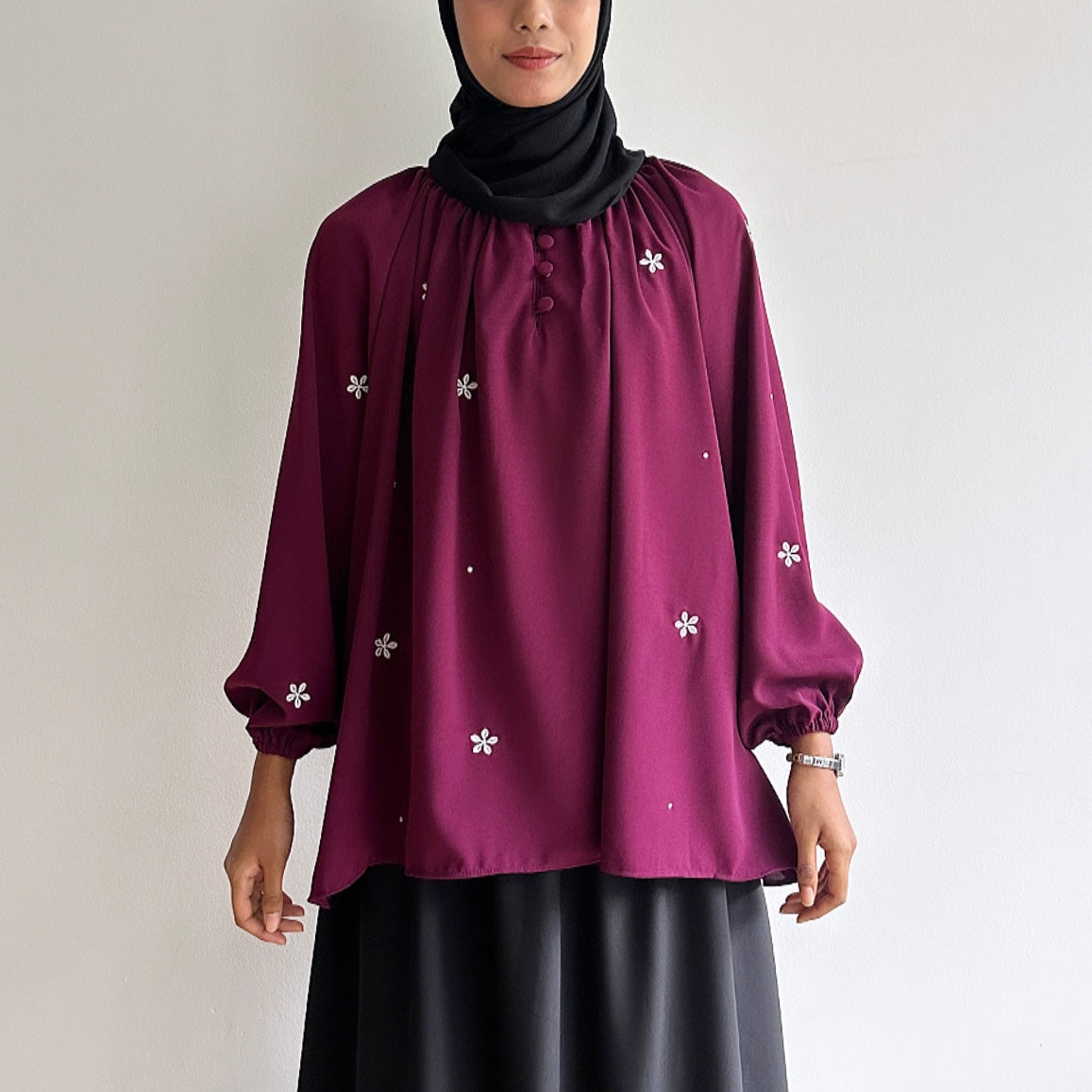 Mel floral embroidery blouse