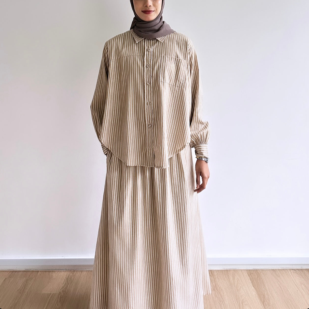 Quinn striped linen skirt set