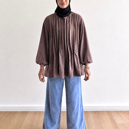 Yara Polka Dot Pleated Blouse