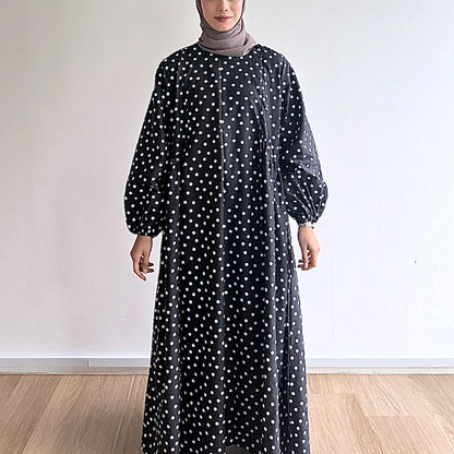 Audrey Gathered Polka Dot Dress