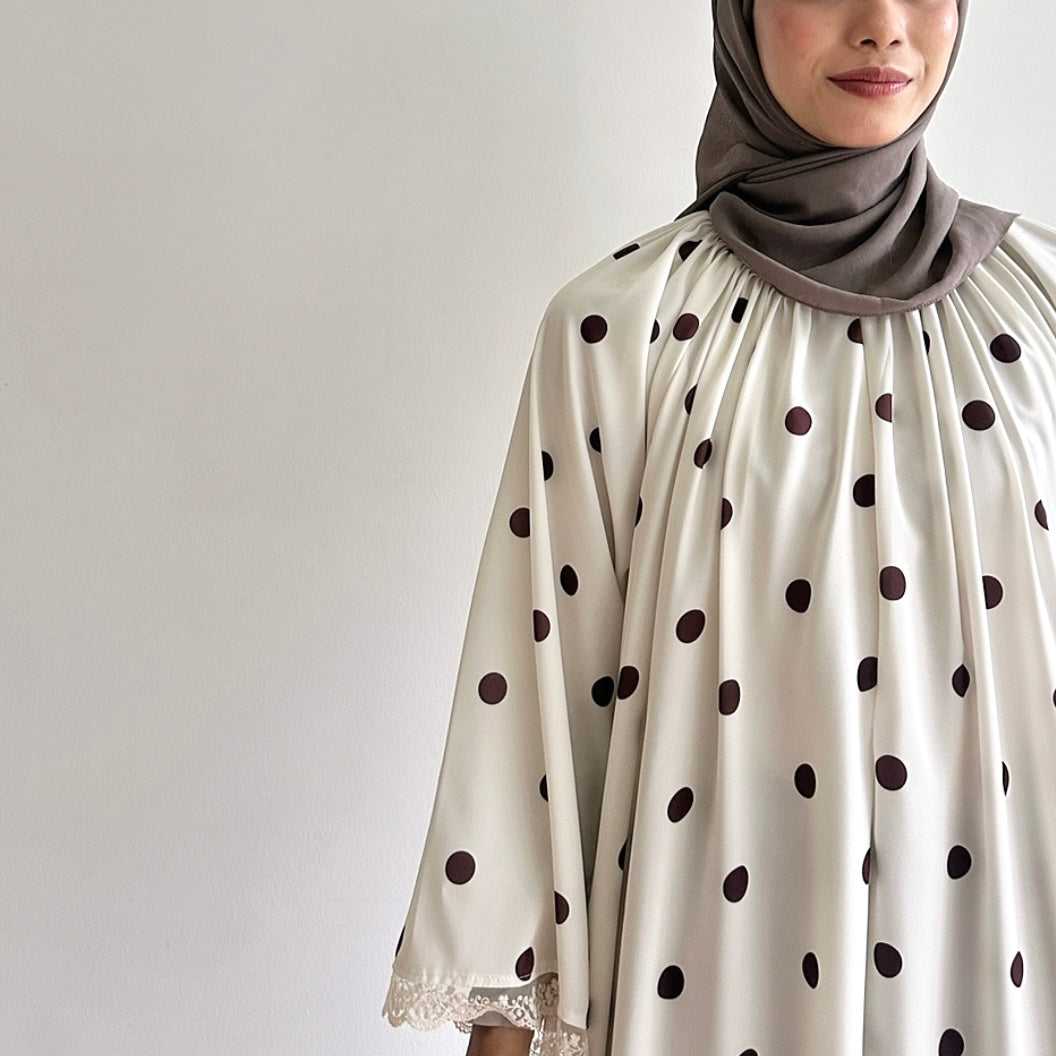 Haya Lace Trim Polka Dot Dress