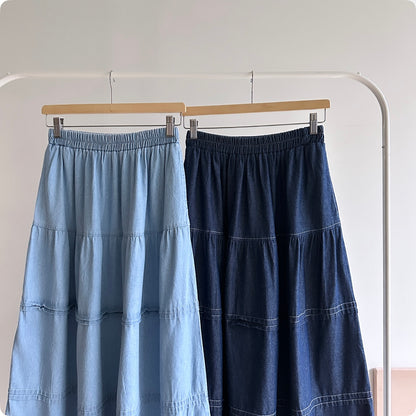 Quinn ruffle denim skirt