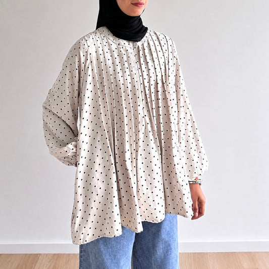 Yara Polka Dot Pleated Blouse